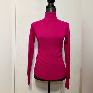 MNG Raspberry Long Sleeve Pleated Turtleneck Sweater  Sz XS